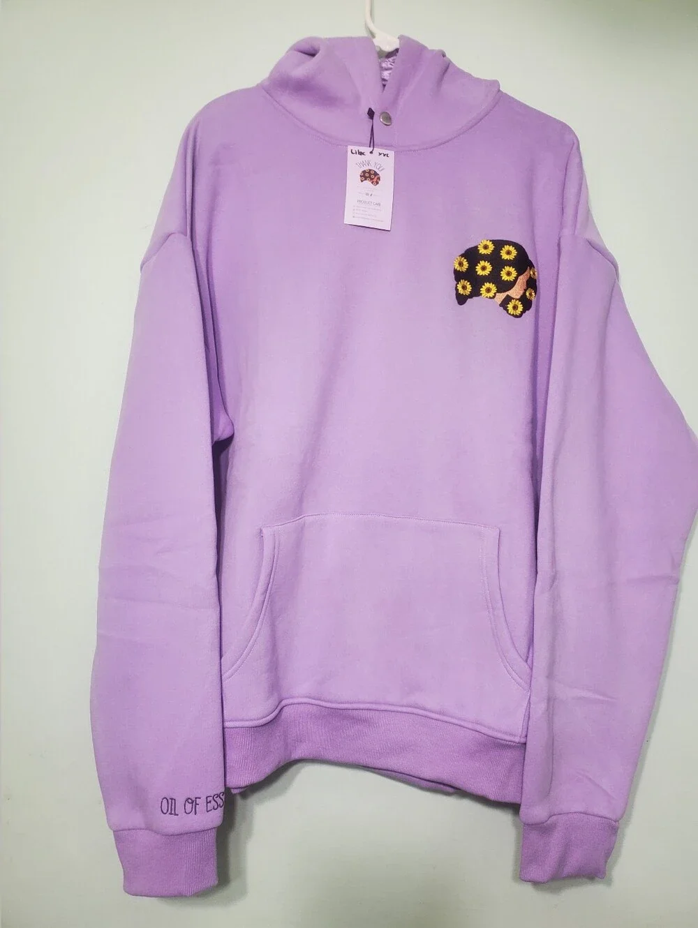 Oil of Essence Satin Lined Hoodie Lilac XXL NWT Hair Care Soft Fleece Snap Neck